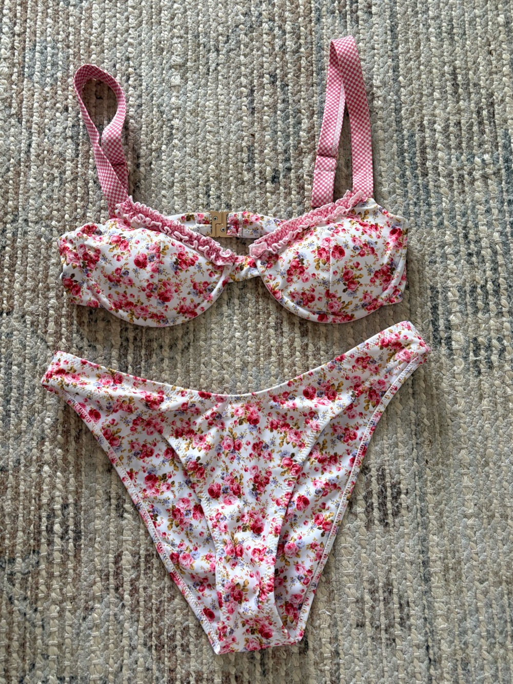 Strawberry Milk Mob Pink Floral Bikini Set